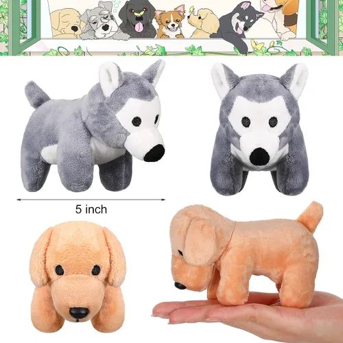 Miniatura 2 de Sumind 8 piezas de perros de Navidad de peluche, surtido a granel de lindos perritos de peluche de 5 pulgadas, pequeño animal para Navidad