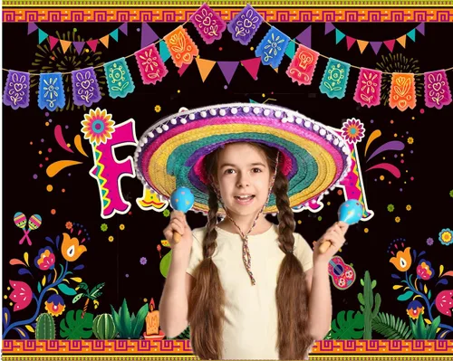 Miniatura 3 de Telón de fondo para fiesta mexicana de 7 x 5 pies, decoración de fiesta de carnaval del Cinco de Mayo