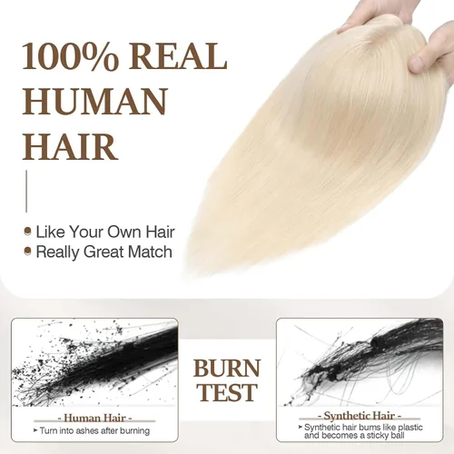 Miniatura 74 de Rich Choices Pelucas con topper de cabello para mujeres, cabello humano real 100% Remy, sin flequillo, para mujeres con adelgazamiento en la parte