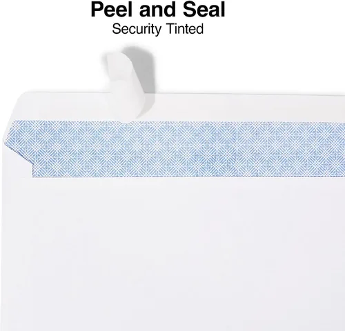 Miniatura 3 de Staples Sobres de negocios QuickStrip EasyClose #10, blancos, despegar y sellar, tintados de seguridad, 9.5 x 4.125 pulgadas, paquete de 100