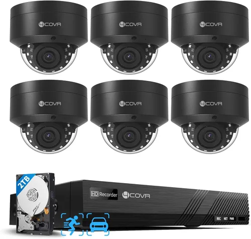 Miniatura 13 de Sistema de cámara de seguridad 4COVR 4K PoE, detección de humanos y vehículos con AI, 4 piezas de cámara IP domo de 8 MP IK10 a prueba de vandalismo