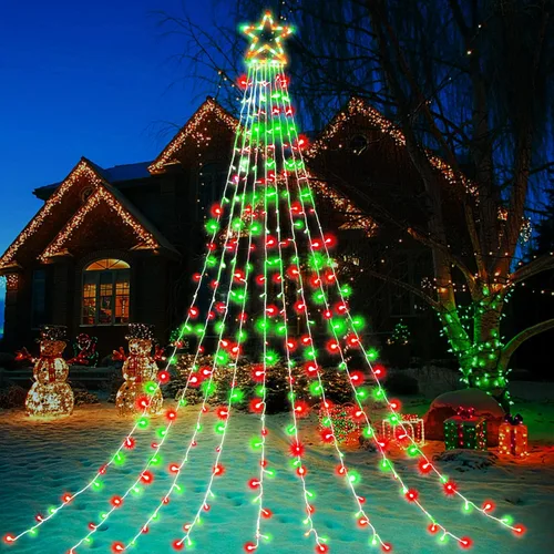Miniatura 15 de Decoración al aire libre para Navidad (nueva), 320 luces LED colgantes centelleantes en forma de hadas para decoración de árbol al aire libre