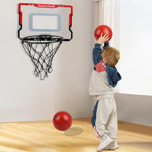 Miniatura 7 de Aro de baloncesto interior con 2 bolas y accesorios completos, sobre la puerta y mini aro para niños y adultos