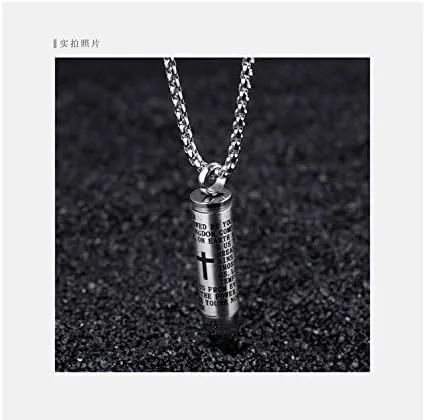 Miniatura 4 de Cross Necklace for Ashes Stainless Steel Cremation Jewelry Urn Engraved Bible Pendant Necklaces Memorial Gifts
