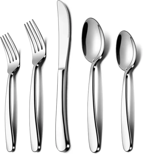Miniatura 8 de LIANYU Juego de cubiertos resistentes de 53 piezas para 8, además de utensilios de servir y cuchillos para carne, juego de cubiertos de acero