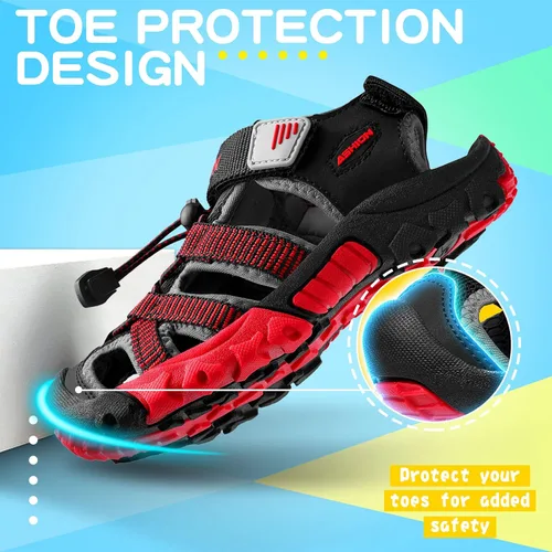 Miniatura 3 de Littleplum Sandalias para niños con puntera cerrada, sandalias deportivas para niños pequeños, zapatos de verano para niños grandes, caminar
