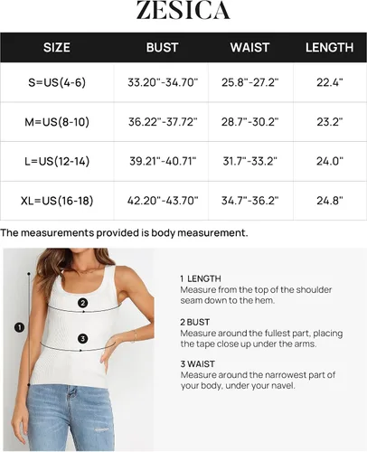 Miniatura 6 de ZESICA Women's Sleeveless Tank Tops Summer Scoop Neck Ribbed Knit Slim Fitted Casual Basic Tee Shirts