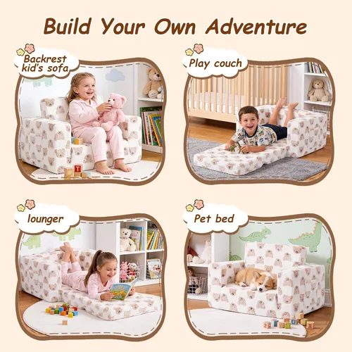 Miniatura 5 de Sofá para niños pequeños, silla para niños, sofá para niños con bolsillos laterales que brilla en la oscuridad, sillón para niños con funda