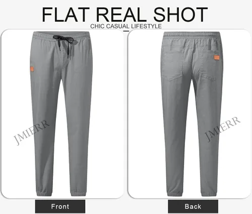 Miniatura 5 de JMIERR Pantalones cargo de sarga para hombre, estilo casual, de algodón, con cordón, clásicos, chinos, elásticos, pantalones de senderismo con 6