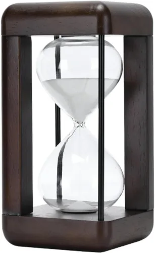 Miniatura 8 de Temporizador de arena, reloj de arena de 30 minutos, reloj de arena decorativo grande de madera maciza, cristal de hora con arena, utilizado