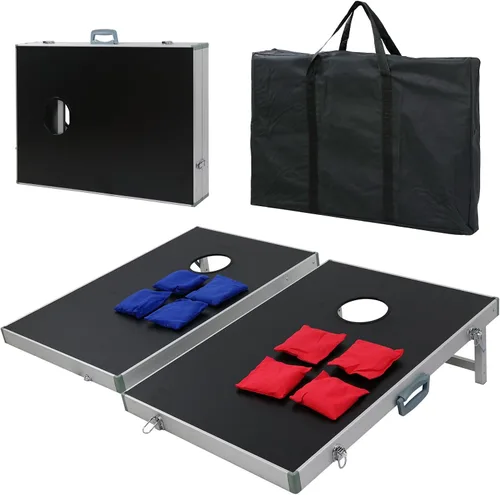 ZenStyle Juego portátil de lanzamiento de Cornhole con marco de aluminio, tamaño reglamentario con 8 bolsas de frijoles y estuche de transporte,