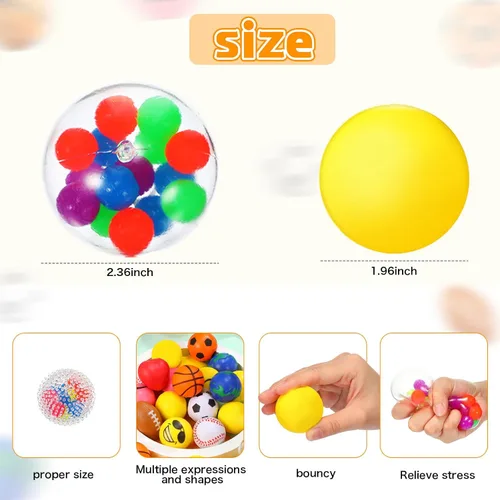 Miniatura 2 de 30 bolas antiestrés, bolas sonrientes de estrés de 2 pulgadas, paquete de bolas de estrés, bolas pequeñas para aliviar el estrés, premios