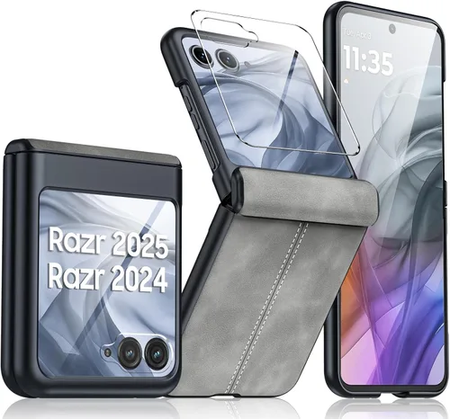 Miniatura 56 de para Samsung Galaxy Z Flip 7 Funda con protección de bisagras y protector de pantalla incorporado, funda de cuero mate de policarbonato ultradelgada