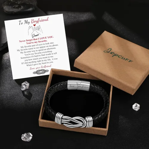 Miniatura 7 de Pulsera de cuero para hombres, marido, hijo, nieto, novio, Navidad, cumpleaños, día del padre, aniversario, día de San Valentín, regalo para hombre