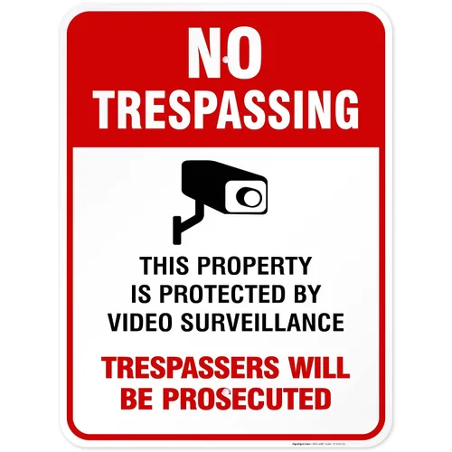 Miniatura 14 de Señal de videovigilancia No Trespassing, cámara de seguridad CCTV, 24 x 30 pulgadas, 3M EGP reflectante aluminio .080, resistente a la decoloración