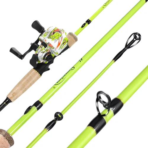 Sougayilang Spincast - Combo de carrete y caña de pescar de 2 piezas, caña de 5.9 pies con guía de acero inoxidable predistribuida, asas de corcho,