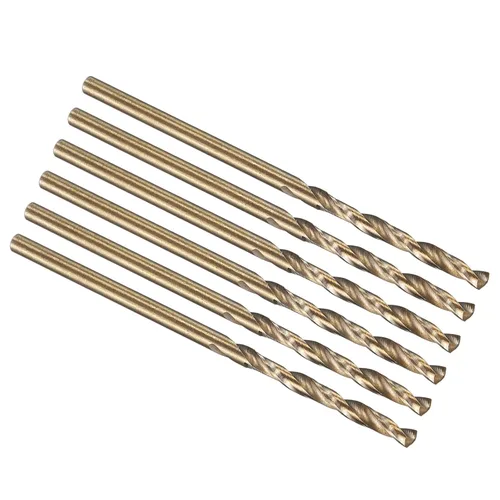 Miniatura 222 de PATIKIL Broca Jobber de 0.039 in, vástago recto M35 cobalto 5% acero de alta velocidad 135° acabado dorado para metal duro de acero inoxidable - 2