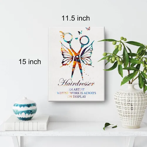 Miniatura 2 de Arte de pared de acuarela para peluquería, impresiones sobre lienzo para estilista, para el hogar, salón de belleza, estudio de peluquería