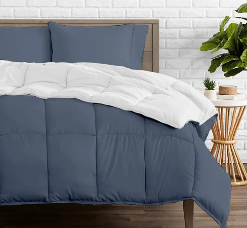 Edredón reversible – Lujoso para todas las estaciones – 100% algodón orgánico tamaño individual XL de 68 x 92 pulgadas, 1 edredón alternativo de