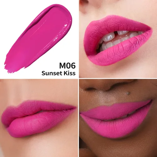 Miniatura 6 de Oulac Lápiz labial mate rosa para mujeres, lápiz labial líquido duradero de color rosa intenso, color de labios de alto impacto con cobertura total