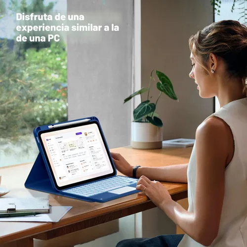 Miniatura 8 de MoKo Funda con teclado táctil para iPad (A16) 11ª generación de 11 pulgadas 2025, iPad de 10.9 pulgadas de 10.9 pulgadas, funda con soporte para azul