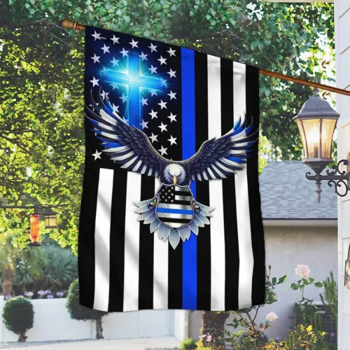 Miniatura 2 de Bandera Americana - La Delgada Línea Azul. Policía. Aplicación de la Ley Bandera de Águila Americana TPT1581F, 3x5 pies. Bandera - Banderas