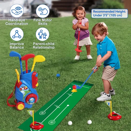 Miniatura 5 de Liberry Juego de Golf para Niños Pequeños de 2, 3 y 4 años Niños Niñas, Juego Mejorado de Palos de Golf para Niños con Carrito, Tapete de Putting