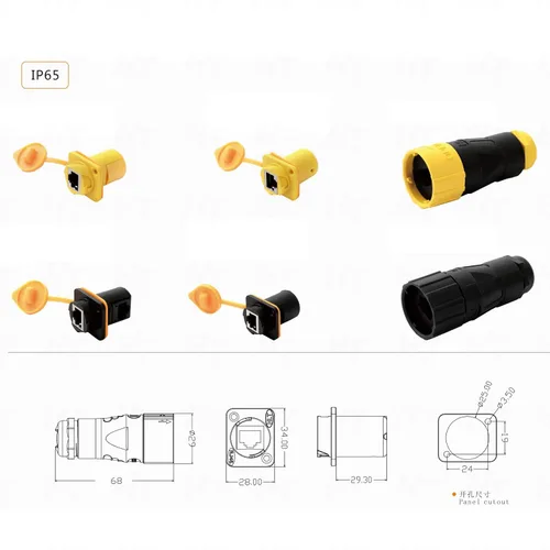 Miniatura 5 de 2sets Ethernet RJ45 conector impermeable hembra Socket Panel posterior montaje frontal (portador de cable)