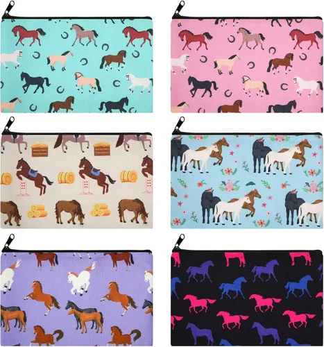 Saintrygo 6 bolsas de caballos, regalos de maquillaje, bolsa de cosméticos para caballos, bolsos, amantes de los animales, mujeres y niñas, bolsa de
