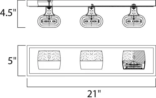 Miniatura 2 de ET2 E22893-89PC Volt Bubble Glass LED Soporte de pared para tocador de baño, 6 luces 18 vatios, 5 pulgadas de alto x 21 pulgadas de ancho, cromo