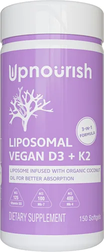 Miniatura 9 de UpNourish Vitamina liposomal D3 50000 UI (Vitamina D3 de 50000) con 1000 mcg de vitamina K, alta dosis de vitamina D3 K2, vitamina D 50000 UI