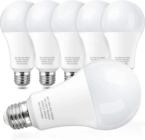 KINDEEP Bombillas LED de 23 W, bombilla súper brillante A21, equivalente a bombilla incandescente de 150 W-200 W, bombillas LED E26, 2500 lúmenes,