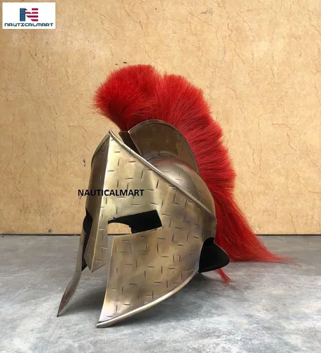 Miniatura 5 de Muscle Armor Cuirass 300 - Disfraz de rey espartano Leónidas, casco medieval romano griego para Halloween