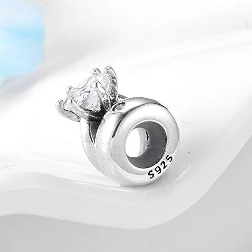 Miniatura 3 de Abalorio espaciador de goma con cuentas espaciadoras de plata de ley 925 para pulseras estilo Pandora