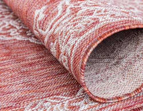 Miniatura 5 de Unique Loom Outdoor Traditional Collection - Alfombra de área, estilo antiguo (2' x 6' 1", color rojo óxido/gris)