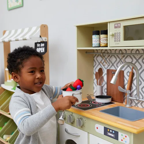 Miniatura 9 de Teamson Kids - Little Chef Boston Modern Play Kitchen - Verde oliva/Blanco 22.25 x 12 x 37.5 pulgadas