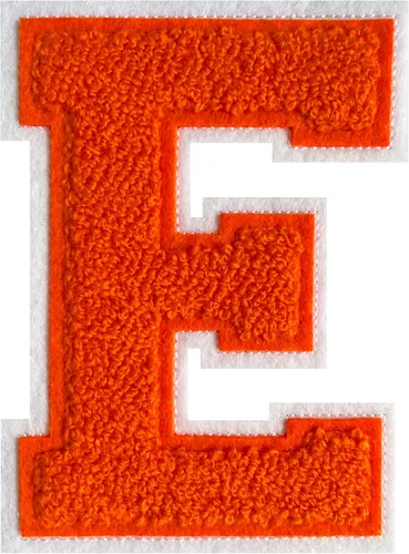 Miniatura 26 de Parche de letras de felpilla naranja de 4.5 pulgadas, alfabeto universitario para planchar y coser para chaquetas, sudaderas, camisetas, jeans