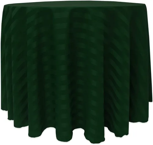 Miniatura 42 de ULTIMATE TEXTILE Mantel redondo de rayas satinadas de 84 pulgadas color marfil crema