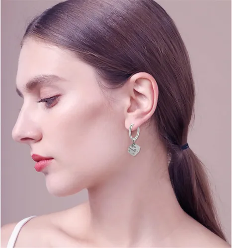 Miniatura 4 de Punk Cool - Aretes de aro colgantes de acero inoxidable 3D para mujeres y hombres, para fiesta de club nocturno