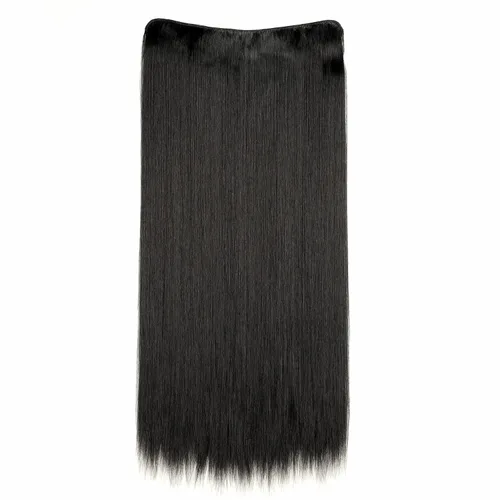 Miniatura 5 de Extensiones de cabello humano real con alambre invisible, alambre transparente, tamaño ajustable, 4 clips de seguridad, 18 pulgadas, negro, largo