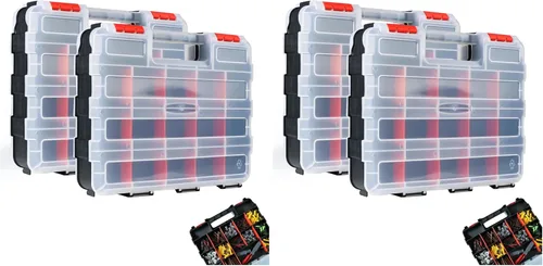 Miniatura 10 de AMM Caja de Herramientas, Organizador de Caja de Herramientas de Doble Lado con 34 Compartimentos, Divisores Removibles, Caja de Aparejos