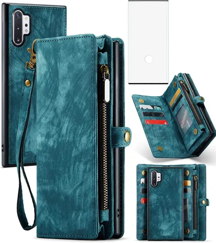 Miniatura 8 de Asuwish Funda para teléfono Samsung Galaxy Note 10 Plus Glaxay Note10+ 5G con cremallera, protector de pantalla de vidrio y tarjetero con tapa