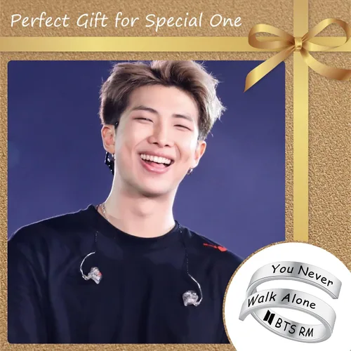 Miniatura 4 de ARETIS - Anillo Kpop Bangtan para niños, con texto en inglés "You Never Walk Alone Love Yourself J-Hope, JIMIN JIN JIN, JK RM SUGA V, Bangtan, Boys