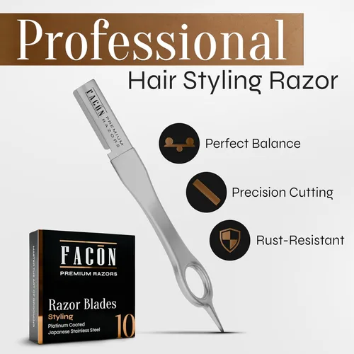 Miniatura 2 de Facón - Navaja de afeitar para barba para hombres - Herramienta profesional para moldear la barba, kit de aseo con 11 hojas de repuesto, moldeador