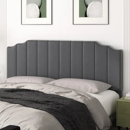 Miniatura 27 de Befurtori Cabecera Solo Tamaño King, Cabecera de Terciopelo Montada en Pared King para Cama Ajustable Cabecera Moderna Tapizada Fácil Montaje, Gris