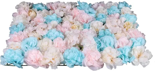 Miniatura 2 de Panel de pared de flores artificiales 3D, 24 x 16 pulgadas, 10 paneles de fondo de pared para exteriores, interiores, fiestas, bodas, día de San
