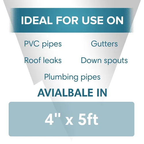 Miniatura 5 de Polar TapeSeal Black - 2 pulgadas x 5 pies Cinta impermeable de goma para fugas y grietas en techos, tuberías de PVC, bajantes, fontanería