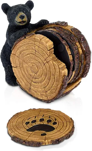Miniatura 19 de Pine Ridge Juego de posavasos rústico elegante con soporte para la cueva del hombre, decoración del viejo oeste, tema de cabaña de cazador rústico