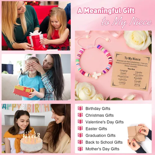 Miniatura 23 de Regalos navideños para niños, niñas adolescentes, mujeres, linda pulsera de cruz para niñas, regalos de Navidad cristianos para mujeres, ideas