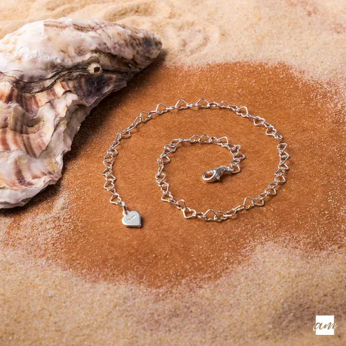 Miniatura 4 de Amberta Tobillera de plata de ley 925 naturalmente ajustable – Pulsera de tobillo de 0.118 in con cadena de corazón – hasta 10 pulgadas – Ajuste
